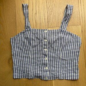 Levi's Lottie Gingham Crop Linen Top Size Small